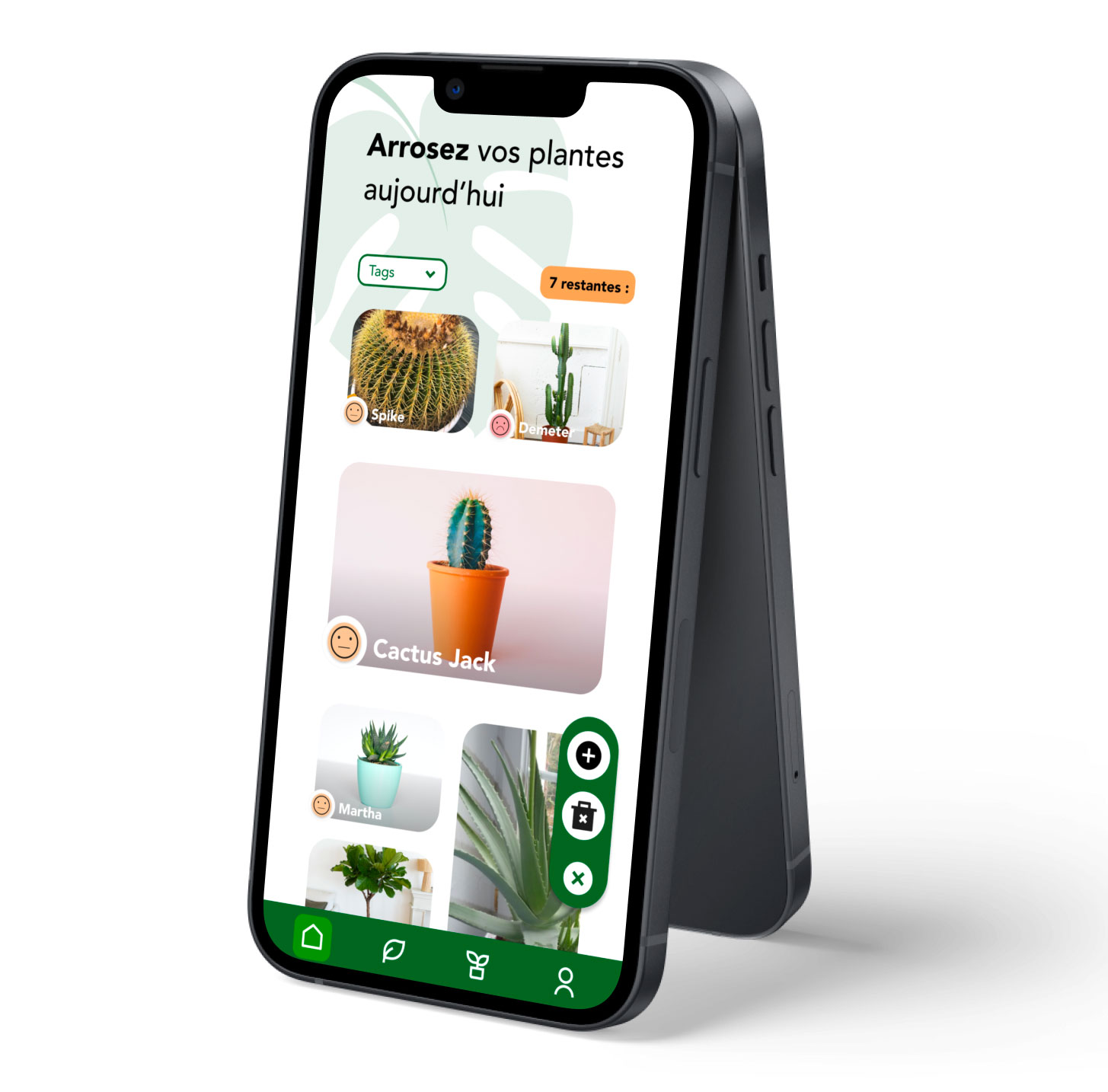 accueil de l'application Plant Care
