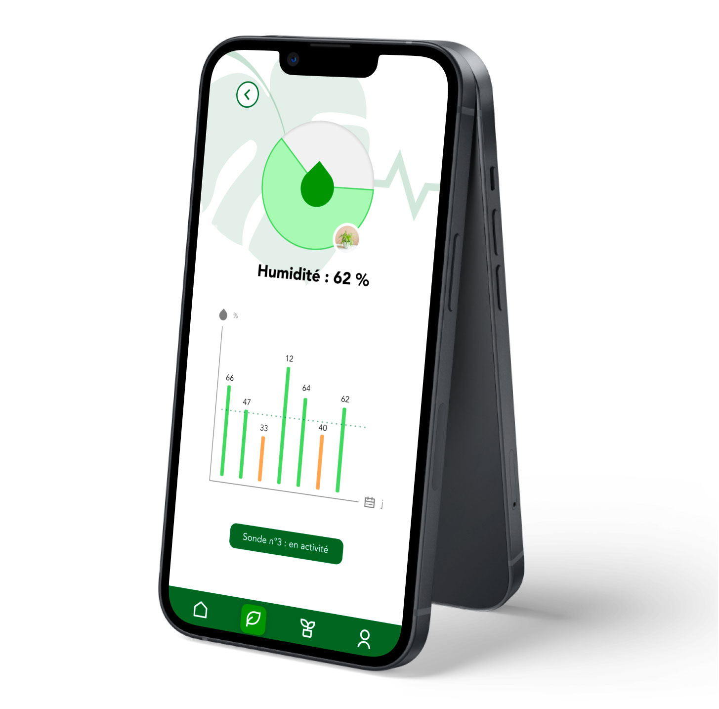 écran statistique de l'application Plant Care